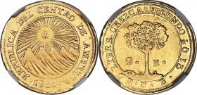 Central American Republic gold 2 Escudos 1850 CR-JB AU Details (Cleaned) NGC, San Jose mint, KM15. An engaging example of this timeless design that se...