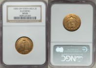 Republic gold 2 Escudos 1858-GW XF45 NGC, San Jose mint, KM99. Slight handling wisps exist in-line with the grade, while a soft rose-gold tone has beg...