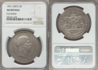 Prince George 5 Drachmai 1901-(a) AU Details (Cleaned) NGC, Paris mint, KM9. A characteristically shallowly struck type almost impossible to locate in...