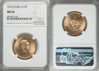 Republic gold 10 Pesos 1916 MS62 NGC, Philadelphia mint, KM20. AGW 0.4837 oz. 

HID09801242017