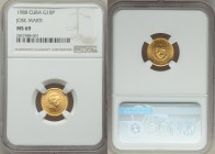 Republic gold 10 Pesos 1988 MS69 NGC, Philadelphia mint, KM211. Mintage: 50. 

HID09801242017