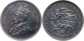 George V Proof 45 Piastres ND (1928) PR63 NGC, KM19. Struck for the 50th Anniversary of British rule. Deeply and beautifully toned with glasslike obsi...