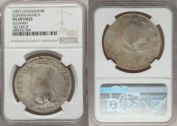Republic Countermarked 8 Reales ND (1831) VG Details (Cleaned) NGC, Quito mint, KM10. Displaying MDQ monogram countermark (for Moneda de Quito) on a C...