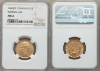 Republic gold 10 Sucres 1900-JM AU58 NGC, Birmingham mint, KM56.

HID09801242017