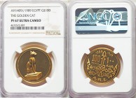 Republic gold Proof "The Golden Cat" 100 Pounds AH 1409 (1989) PR67 Ultra Cameo NGC, KM656. AGW 0.4962 oz.

HID09801242017