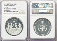 People's Democratic Republic silver Proof Piefort "Year of the Child" 20 Birr EE 1972 (1980) PR66 Ultra Cameo NGC, London mint, KM-P1. Mintage: 39.

H...