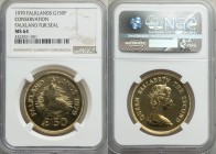 British Colony. Elizabeth II gold "Falkand Fur Seal" 150 Pounds 1979 MS64 NGC, KM13. AGW 0.9675 oz. 

HID09801242017