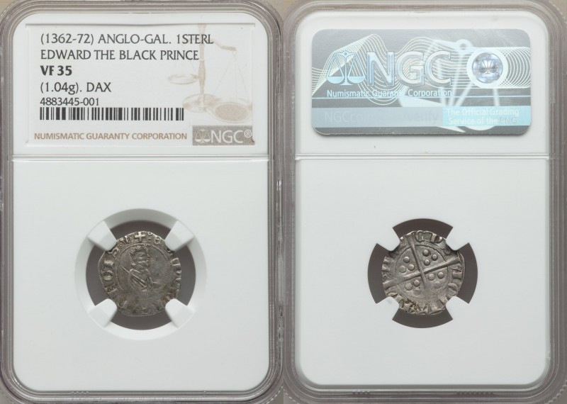 Aquitaine. Edward the Black Prince (1362-1372) Sterling ND VF35 NGC, Dax mint, S...