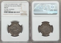 Aquitaine. Edward the Black Prince (1362-1372) Demi Gros ND AU53 NGC, Poitiers mint, Second Issue, Elias-180, W&F-197 3/f (R). 25mm. 2.27gm. A rare br...