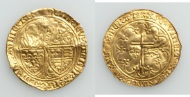 Anglo-Gallic. Henry VI (1422-1461) gold Salut d'Or ND (1433-1444) Good VF (cleaned, flan crack), Rouen mint, Lion mm, Elias-270c, W&F-386F 1/b. 26mm. ...