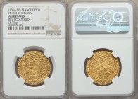 Charles V (1364-1380) gold Franc a Pied ND AU Details (Reverse Scratched) NGC, Uncertain mint, Fr-284, Dup-360. 28mm. 3.70gm. +KAROLVS x DI x GR | FRA...