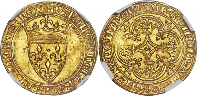 Charles VII (1422-1461) gold Écu d'Or ND MS62 NGC, Fr-306, Dup-453. 3.98gm. + KA...