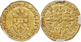 François I (1515-1547) gold Ecu d'Or au Soleil ND MS63 NGC, Lyon mint, 3.39gm, Fr-345. Attractive and well-struck, this example exhibits hardly any ha...