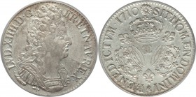Louis XIV Ecu 1710-)( AU53 PCGS, Besançon mint, KM386.25, Dav-1324, Gad-229. A fairly scarce mint, this crown exhibits a great deal of remaining luste...
