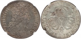 Louis XIV Ecu 1714-(9) MS61 NGC, Rennes mint, KM386.23, Dav-1324. A genuinely stunning quality of strike for the issue, both obverse and reverse balan...