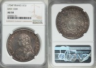 Louis XV Ecu 1734-P AU50 NGC, Dijon mint, KM486.16 (this date unlisted), Dav-1330. A very rare mint-date combination, clearly struck from a heavily ru...