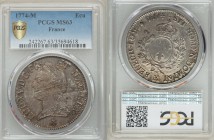 Louis XV Ecu 1774-M MS63 PCGS, Toulouse mint, KM551.10, Dav-1332. Pinpoint detail persists among the legends alongside traces of a watery opalescence,...