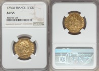 Louis XVI gold Louis d'Or 1786-W AU55 NGC, Lille mint, KM591.15. A strong striking, satin texture still bold around the legends and superb sun-gold co...