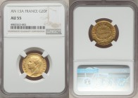 Napoleon gold 20 Francs L'An 13 (1804/5)-A AU55 NGC, Paris mint, KM663.1.

HID09801242017