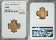 Charles X gold 20 Francs 1826-W AU50 NGC, Lille mint, KM726.4. Mintage: 6,436. A notably elusive mint and date for the type, preserved in a very prese...