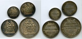 Royal School of Fine Arts 4-Piece Set of Award Medals Issued to M. Godeboeuf, 1) 1834 - AU. 32mm. 2) 1838 - AU/UNC. 50mm. 3) 1839 - AU/UNC. 56mm. 4) 1...