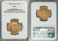 Napoleon III gold 50 Francs 1855-A AU58 NGC, Paris mint, KM785.1, Fr-569. AGW 0.4667 oz. 

HID09801242017