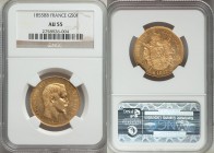 Napoleon III gold 50 Francs 1855-BB AU55 NGC, Strasbourg mint, KM785.2. AGW 0.4667 oz. 

HID09801242017