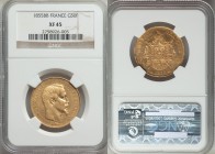 Napoleon III gold 50 Francs 1855-BB XF45 NGC, Strasbourg mint, KM785.2. AGW 0.4667 oz. 

HID09801242017