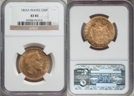 Napoleon III gold 50 Francs 1865-A XF45 NGC, Paris mint, KM804.1. AGW 0.4667 oz. 

HID09801242017