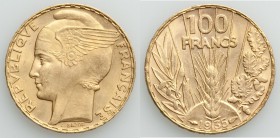 Republic gold 100 Francs 1935 Choice AU, Paris mint, KM880. 

HID09801242017