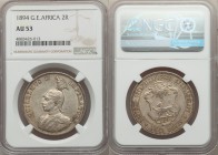 German Colony. Wilhelm II 2 Rupien 1894 AU53 NGC, Berlin mint, KM5. Mintage: 18,000. The finest example of this scarcer and final date from this two-y...