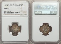 German Colony. Wilhelm II 1/2 Mark 1894-A MS65 NGC, Berlin mint, KM4. Conditionally rare and the toning a fluid mixture of vibrant hues. From the Enge...