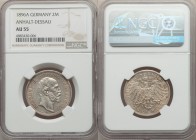 Anhalt-Dessau. Friedrich I 2 Mark 1896-A AU55 NGC, Berlin mint, KM23. Very scarce one-year type in this grade. Antique silvery tone with subtle irides...
