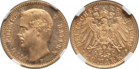 Bavaria. Otto gold 10 Mark 1904-D MS64 NGC, Munich mint, KM994. A prooflike near-gem, with fresh rose-gold surfaces, crisp details, and noticeable ref...