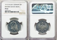 Bavaria. Luitpold aluminum Proof Pattern 2 Mark 1911-D PR63 NGC, Munich mint, Schaaf-48/M1. Marvelously watery, a light layer of frost giving the impr...