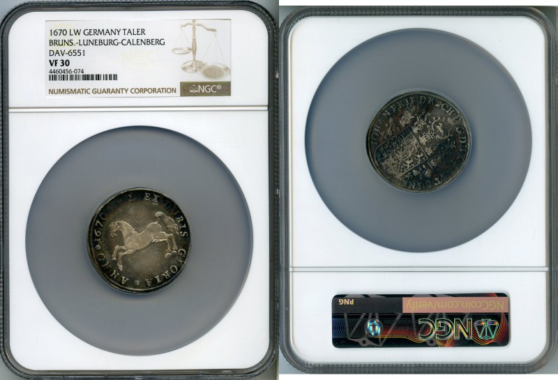 Brunswick-Lüneburg-Calenberg-Hannover. Johann Friedrich Taler 1670-LW VF30 NGC, ...