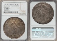 Brunswick-Wolfenbüttel. Ludwig Rudolph Taler 1734-IAB AU Details (Cleaned) NGC, KM817, Dav-2137. Lightly cleaned on the reverse long ago with a scatte...