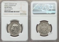 Hesse-Darmstadt. Ernst Ludwig 2 Mark 1895-A AU Details (Obverse Cleaned) NGC, Berlin mint, KM368. Well-struck with strong silky texture in the periphe...