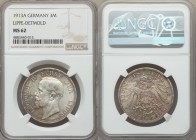 Lippe-Detmold. Leopold IV 3 Mark 1913-A MS62 NGC, Berlin mint, KM275. From the Engelen Collection of World Coinage

HID09801242017