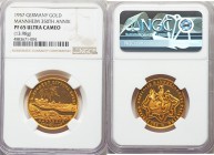 Mannheim. City gold Proof "350th Anniversary" Medal 1957 PF65 Ultra Cameo NGC, Hermann-746. 27mm. 13.98gm. Stamped 0.986 fine on edge. AGW 0.4432 oz.
...