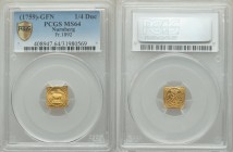Nürnberg. Free City gold Klippe 1/4 Ducat ND (1759)-GFN MS64 PCGS, KM252, Fr-1892. Wonderful prooflike mirror surfaces with strongly defined sharp det...
