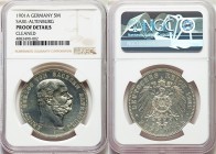 Saxe-Altenburg. Ernst I Proof 5 Mark 1901-A Proof Details (Cleaned) NGC, Berlin mint, KM38. A charming Proof, which, even for the light cleaning, seem...