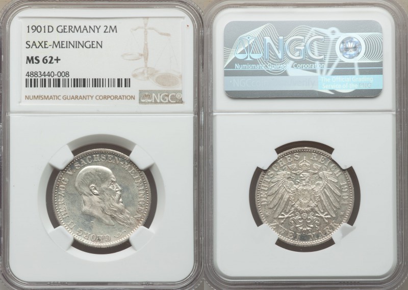 Saxe-Meiningen. Georg II 2 Mark 1901-D MS62+ NGC, Munich mint, KM196. Struck for...