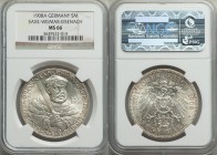 Saxe-Weimar-Eisenach. Wilhelm Ernst 5 Mark 1908-A MS66 NGC, Berlin mint, KM220. Struck to commemorate the 350th anniversary of the University of Jena....