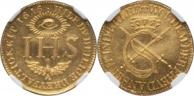 Saxony. Johann George I gold Restrike Ducat 1616-Dated (c. 18th-19th Century) MS63 NGC, KM-X5, Fr-2642. Issued upon the death of his mother, Sophie, a...