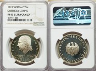 Weimar Republic Proof 5 Mark 1929-F PR62 Ultra Cameo NGC, Stuttgart mint, KM61. Commemorating the bicentennial of the birth of Gotthold Lessing. Deep ...