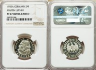 Third Reich Proof 2 Mark 1933-A PR67 Ultra Cameo NGC, Berlin mint, KM79. Overtly pristine surfaces and wonderful sharp contrast between the frosted de...