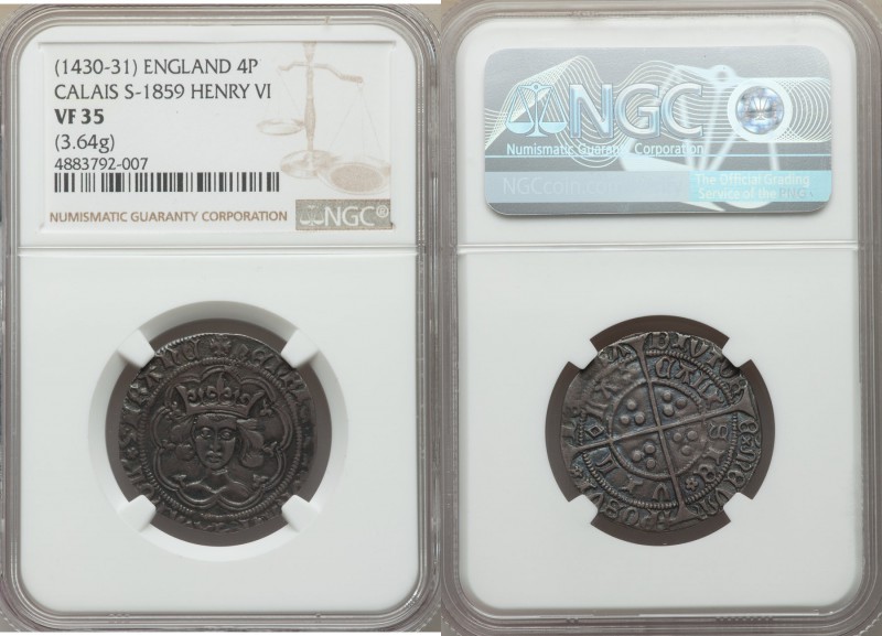 Henry VI (1st Reign, 1422-1461) Groat ND (1430-1431) VF35 NGC, Calais mint, Cros...