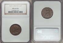 Charles II Farthing 1672 MS64 Brown NGC, KM436.1, S-3394. Virtually unseen at this level of Mint State, the present offering dazzles with glossy, maho...