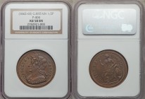 Charles II copper Pattern 1/2 Penny ND (1662-1665) AU58 Brown NGC, Peck-404. Plain edge. A very scarce and enticing pattern for Charles's 1/2 Penny, a...